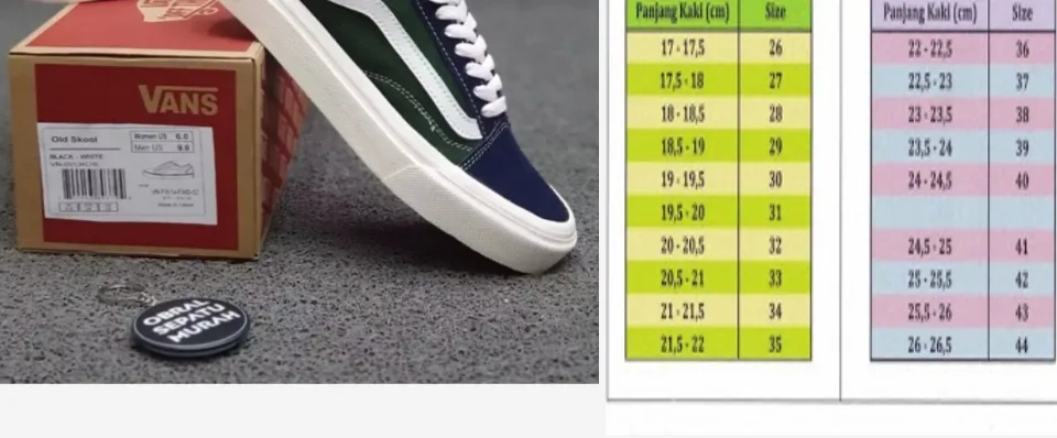 Size chart sepatu on sale vans