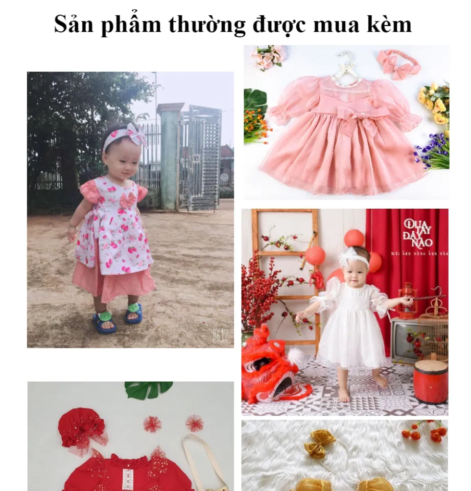 Váy Đầm Bé Gái Trẻ Sơ Sinh 1-10 Tuổi Màu Hồng Công Chúa Dáng Xòe