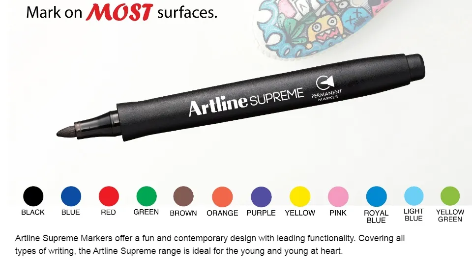 Artline Supreme PERMANENT Marker bullet 11 colours