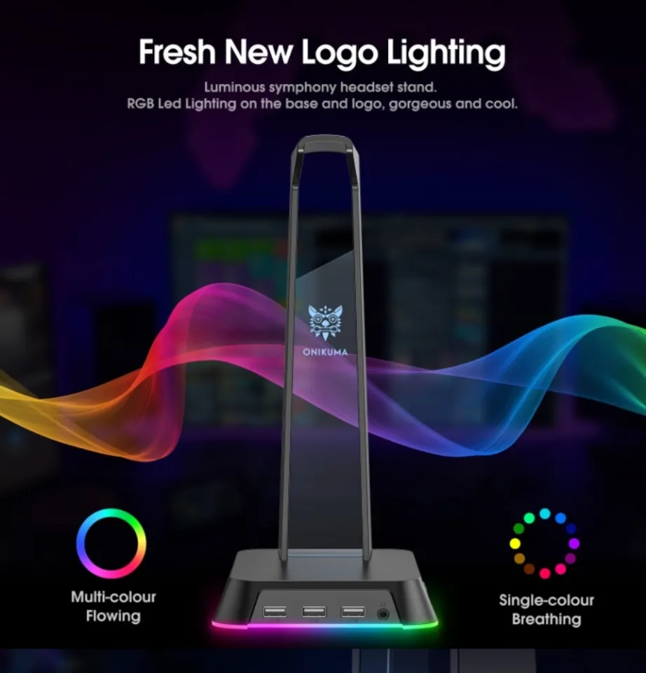 Onikuma ST-2 RGB Gaming Headphone Stand Computer Headset Desktop