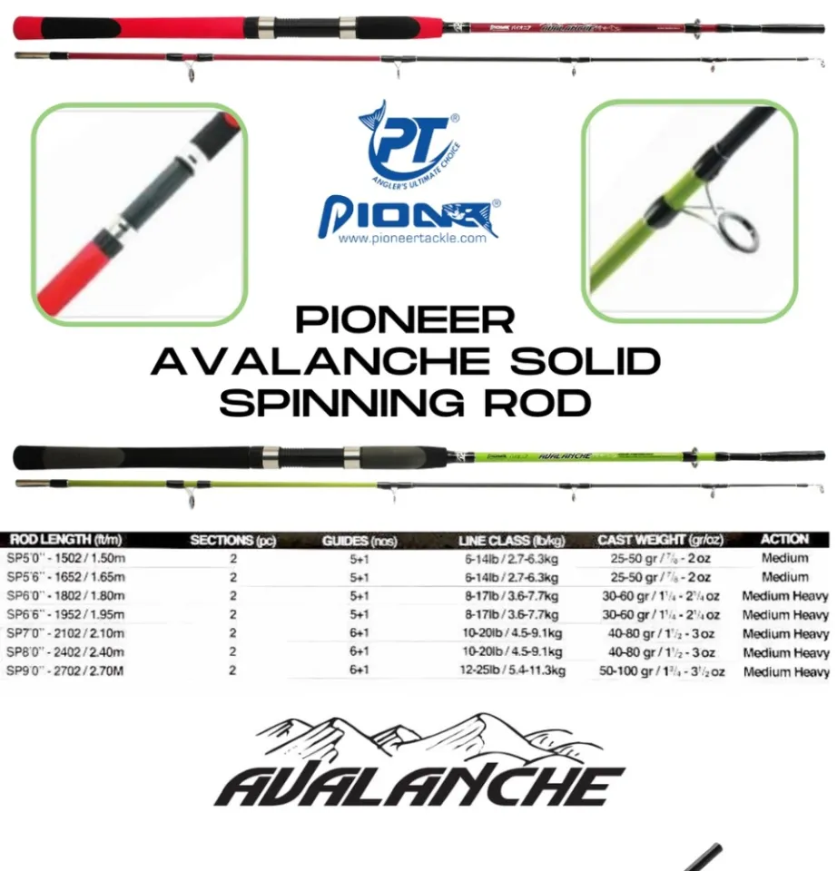Pioneer Avalanche Solid FG Spinning Rod 6ft 7ft 8ft