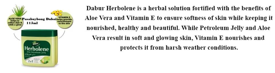 Dabur Herbolene Aloe Petroleum Jelly 115ml Dubai UAE Aloe Vera And Vitamin  E For Dry Skin Nourishing Cream For Normal Skin Soft And Glowing Skin Care  Protects Skin From Harsh Weather -
