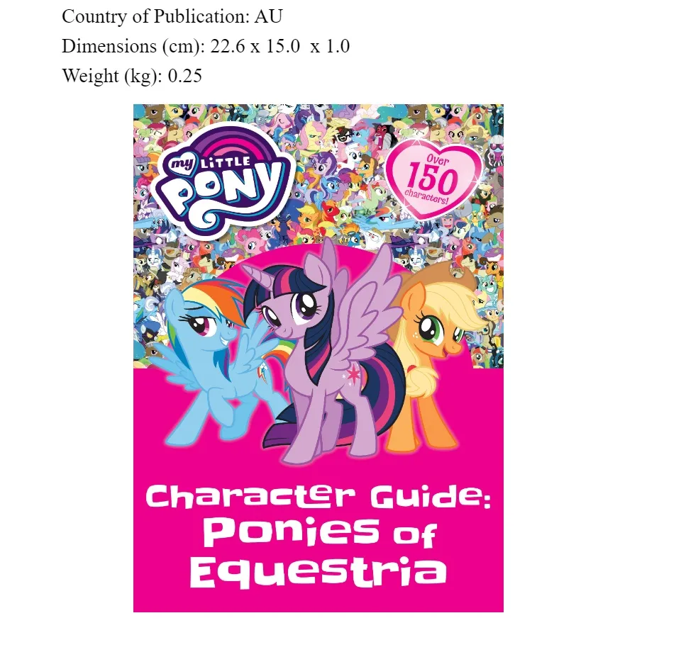 My Little Pony Character Guide Book with Fun Facts u0026 150 Character Profiles  124 Pages for Children | Lazada
