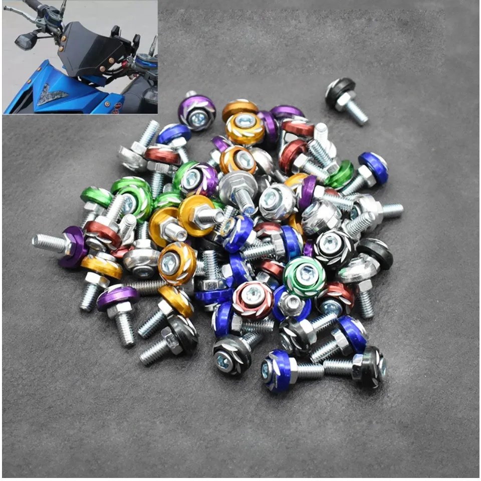 Car Motorcycle License Plate Number Cover Frame Bolt M6 Screw Nut Washer  Colourful Universal Aluminium Alloy Exterior Decoration Accessories  Skru+Nut+Washer Set
