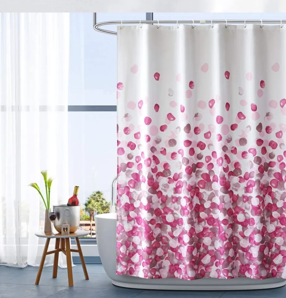 White Shower Curtain Hooks - 1 Set Of 12 White And Pink Flower Shower  Curtain Hooks - Decorative Shower Curtain Rings For Bathroom Curtains - Floral  Shower Hooks