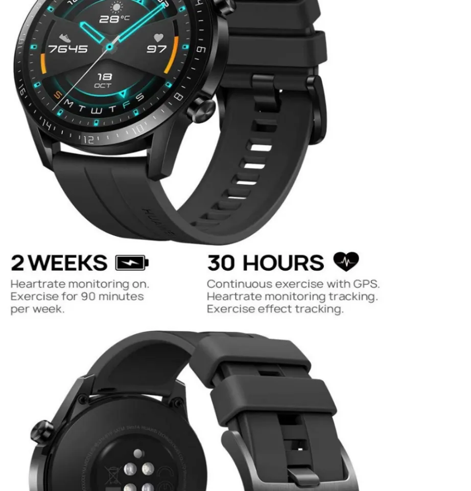 Huawei Watch GT2 46mm (Matte Black) - T2 Electronics | Lazada