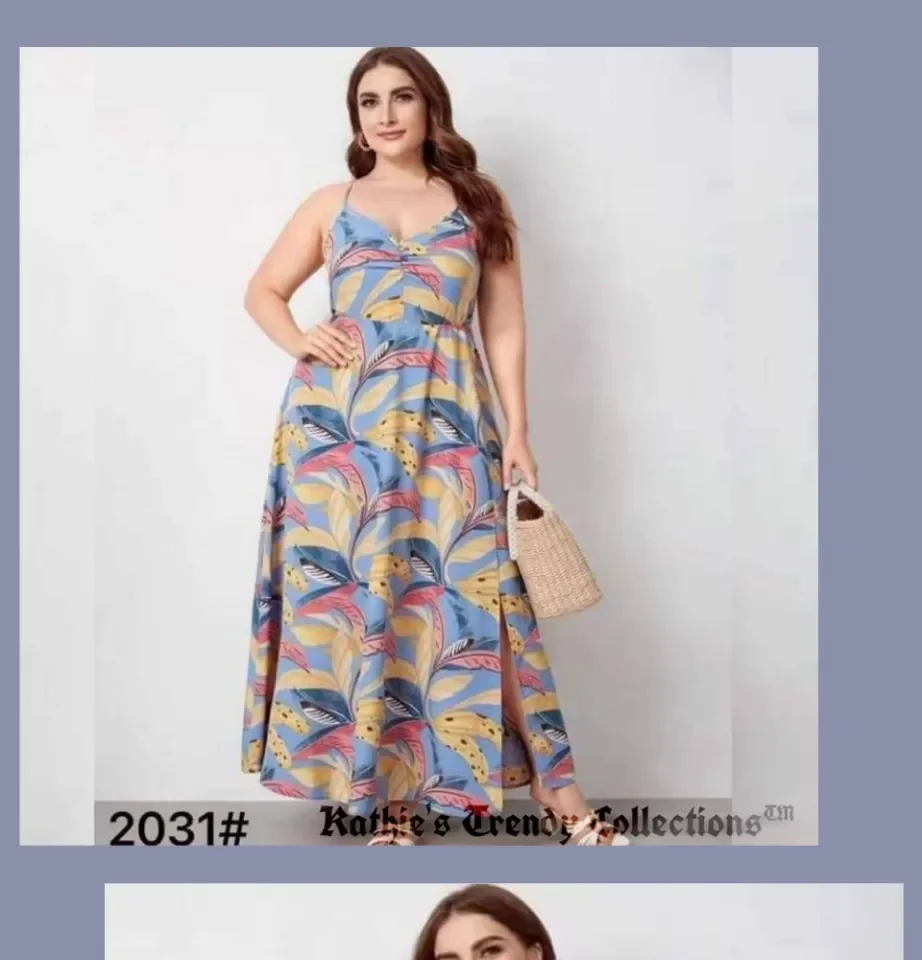 Cheap Plus Size Hawaiian Maxi Dress