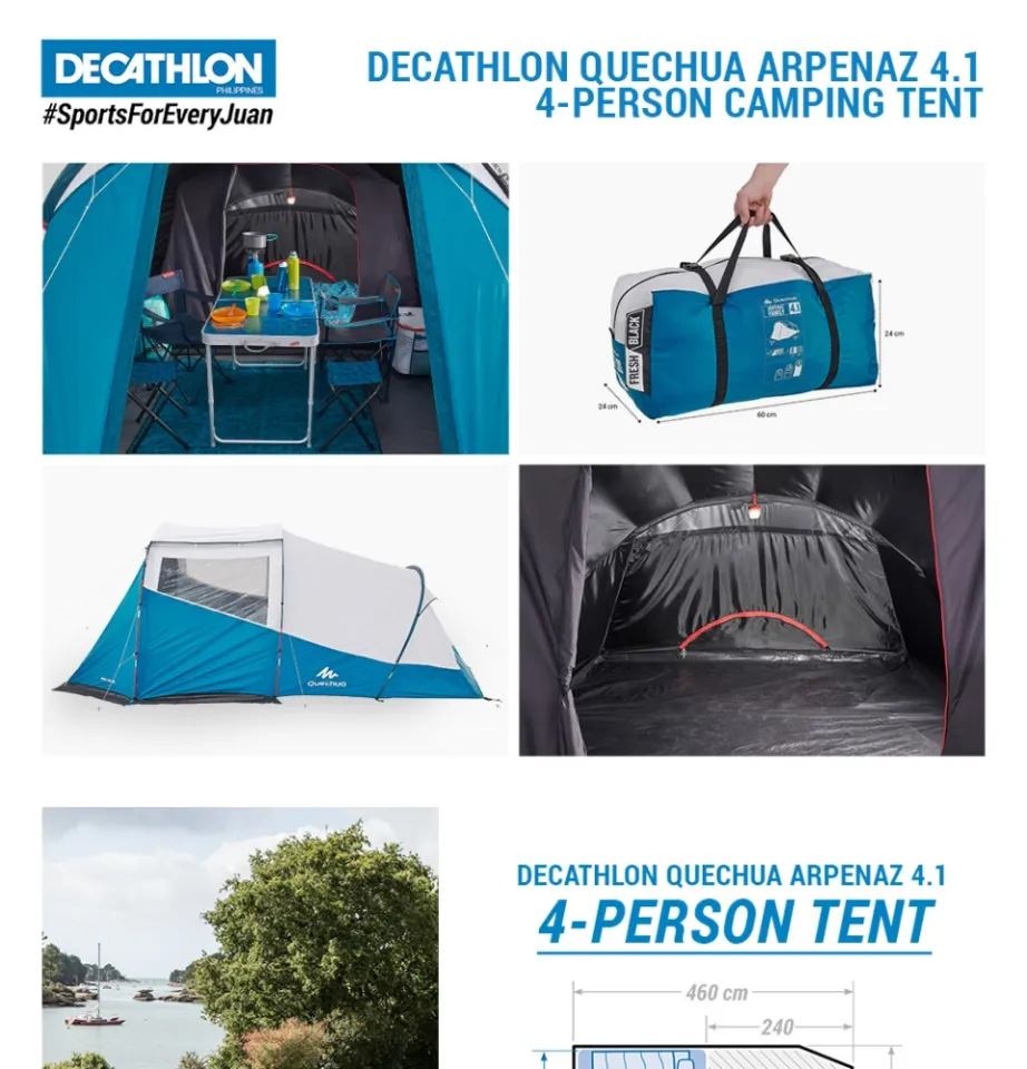 Decathlon Quechua Camping Tent with Poles Arpenaz 4-man