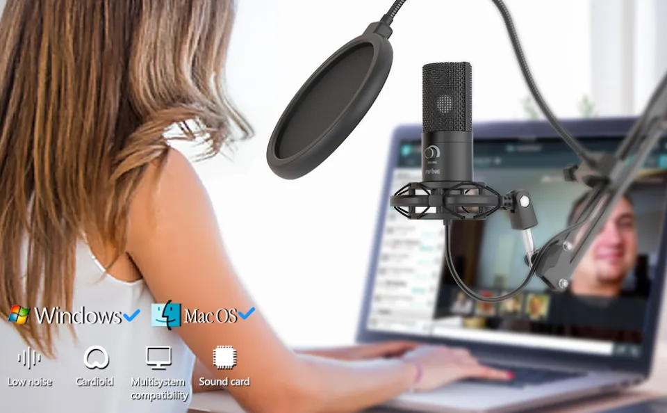 FIFINE T669 USB Studio Condenser Audio Gaming Microphone W/ Boom Arm