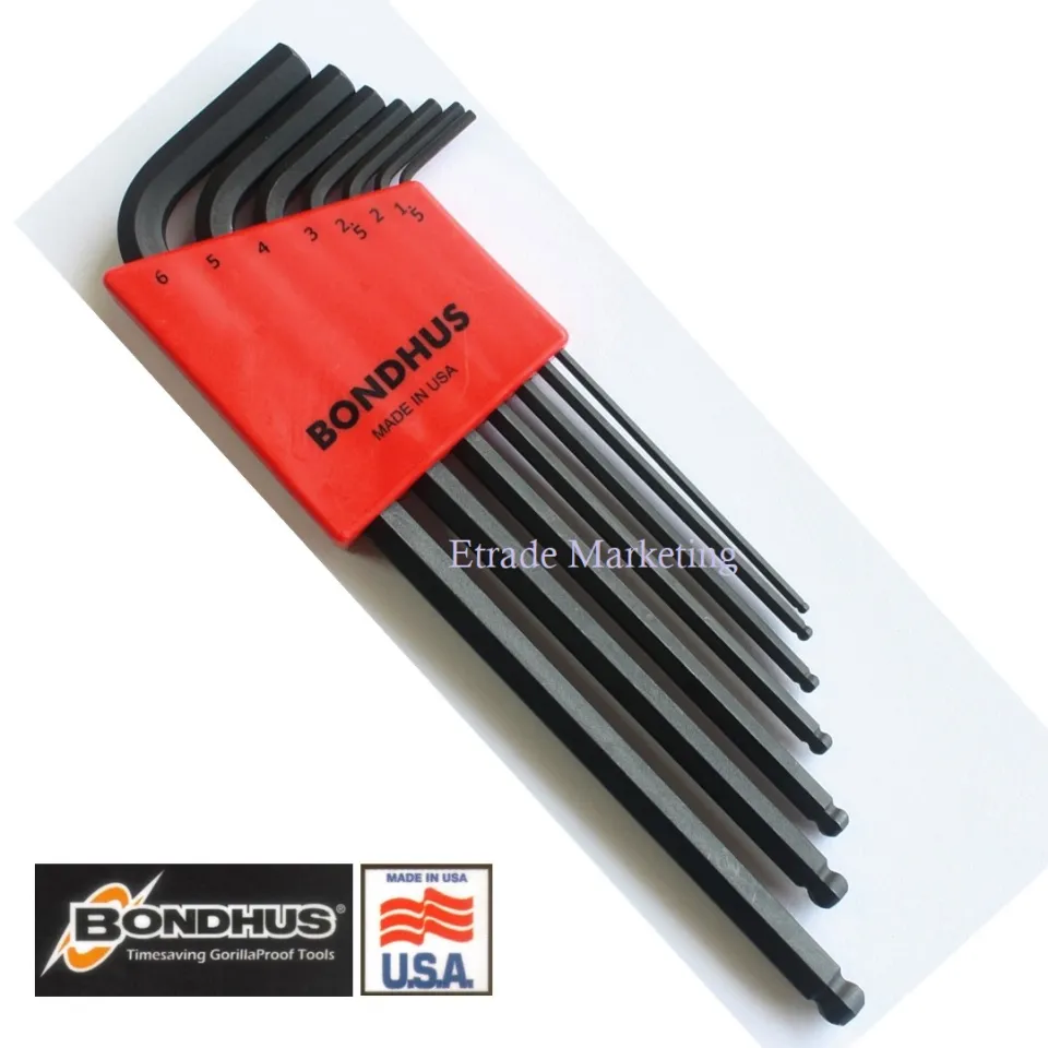 Bondhus 40610 Kugelkopf-Innensechskantschlüssel 3/16 Zoll – 9,4 Cm, Mit Proguard-Griff & Barcode