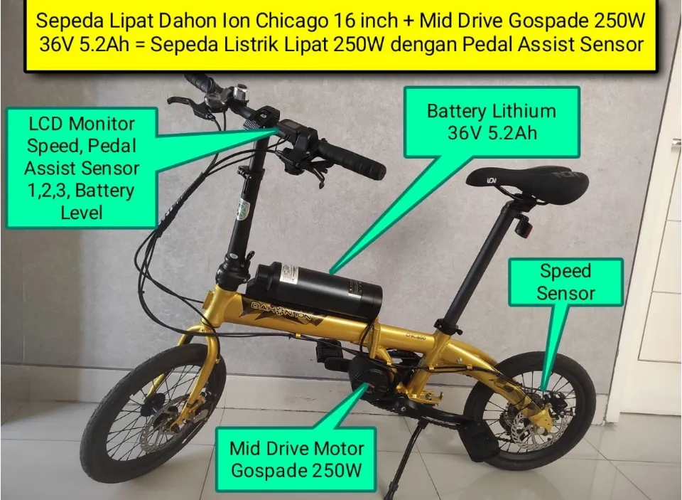 Mid Drive E-Bike KIT Motor Gospade 250W 36V Dengan System