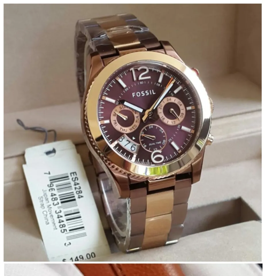 Original Fossil Women Prefect Boyfriend Brown Dial Stainless Steel Watch ES4284 Jam Tangan Wanita Perempuan Lazada