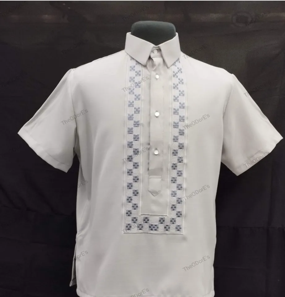 The New】 LINEN POLO BARONG (C#171 DARK) Gray Lazada PH