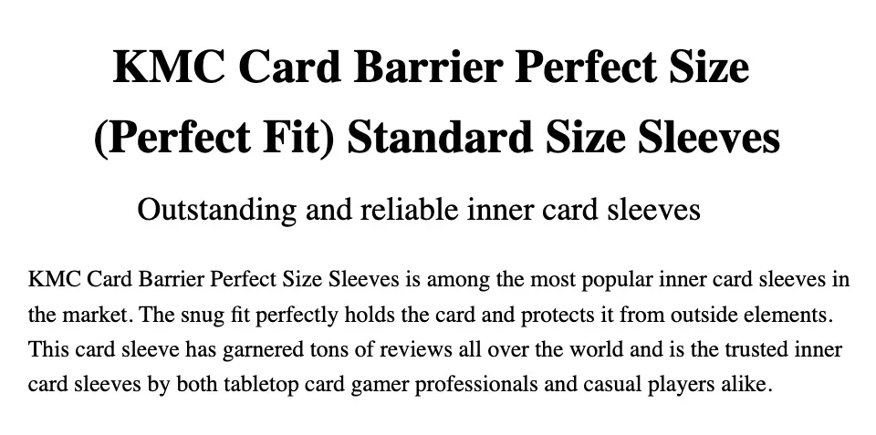 KMC Card Barrier Perfect Size Card Protective Sleeves - Standard Fit  (64x89mm) | Lazada PH