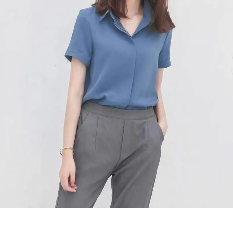 Elegant Light Grey Chiffon Blouse for Women