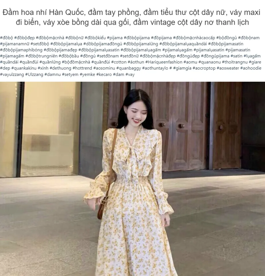 Váy đầm vintage hoa hở lưng tiểu thư dáng xoè - Dương Fashion