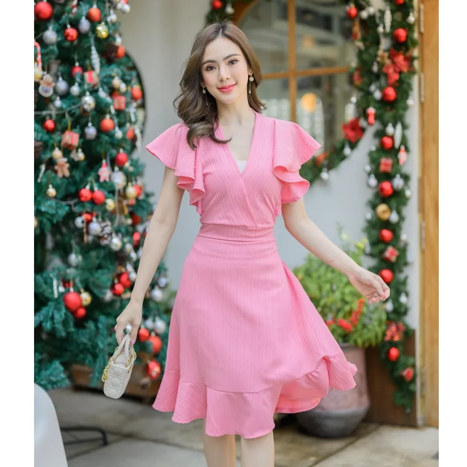 Knee length ruffle dress best sale