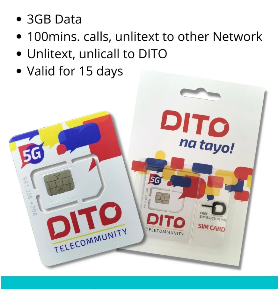 DITO SIM Card simcard Starter Pack Prepaid 5G Tri-cut with free