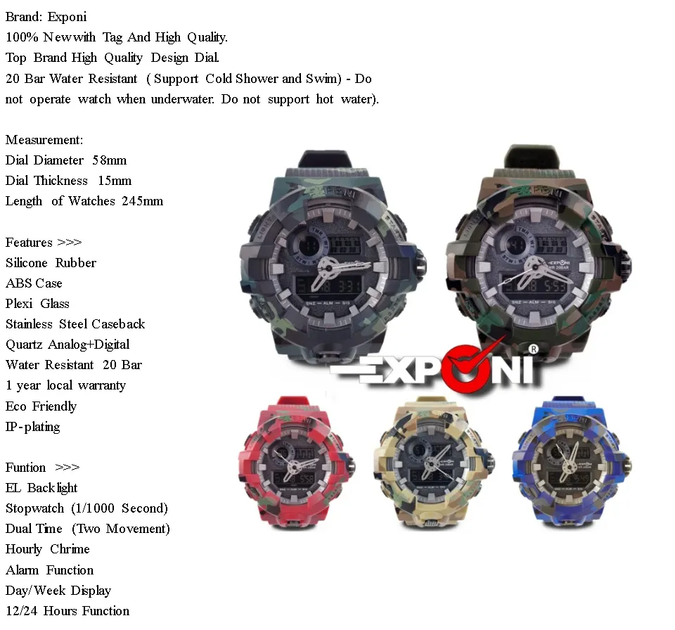 EXPONI Watch 3310 Men Digital Analog Watch Men Fashion Watch Men Sport Watch  Water Resistant Jam Tangan Lelaki 男装电子防水手表 | Shopee Malaysia