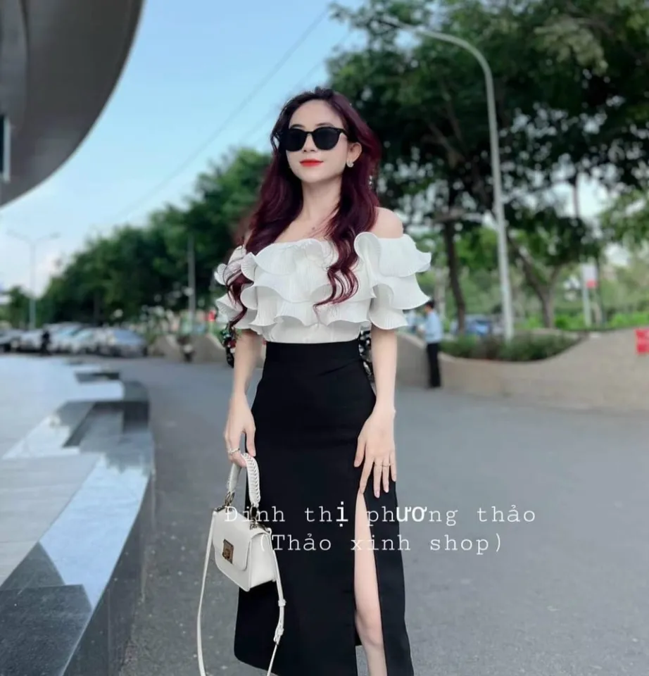 Váy đầm dự tiệc màu trắng dáng dài xẻ tà có mút Linhnastore, váy chụp kỷ  yếu | Shopee Việt Nam