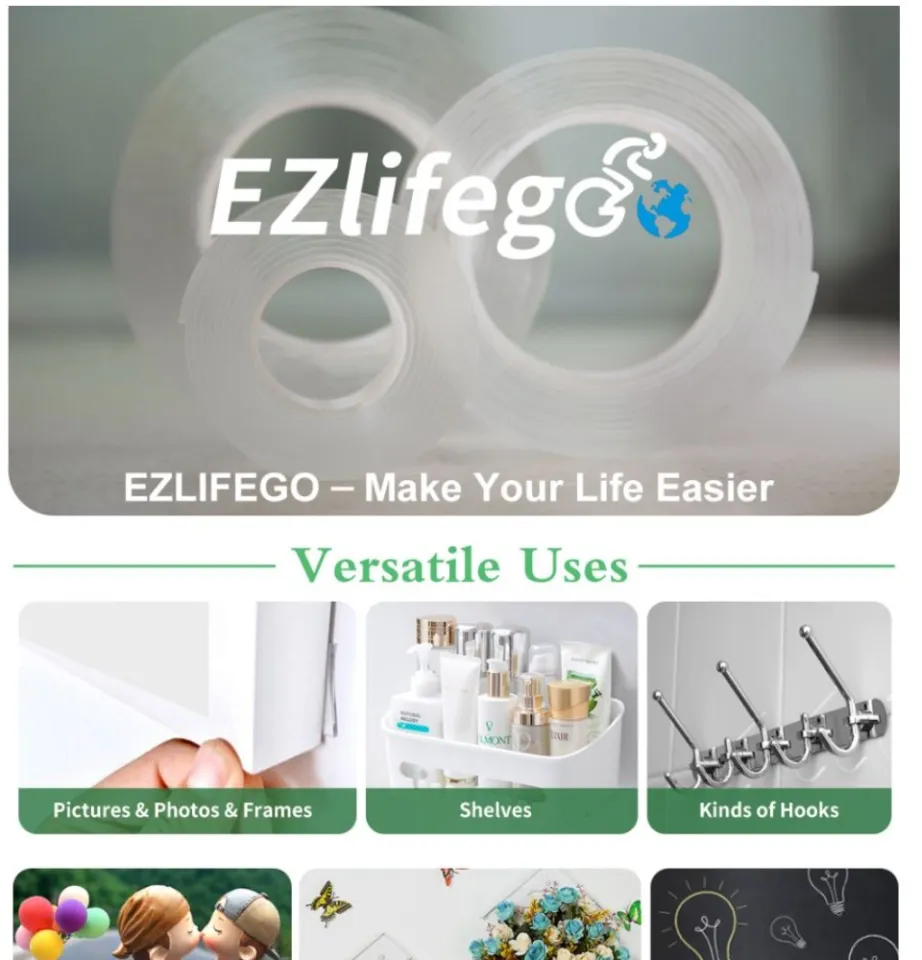 EZlifego Double Sided Tape Heavy Duty for Household (9.85FT