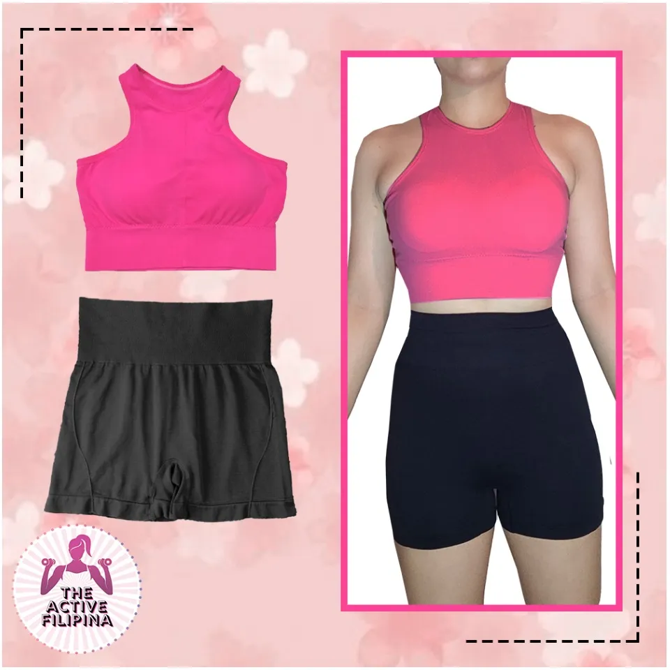 The Active Filipina Hot Pink Sports Bra and Shorts Set Gym Wear Workout Set  Exercise Set