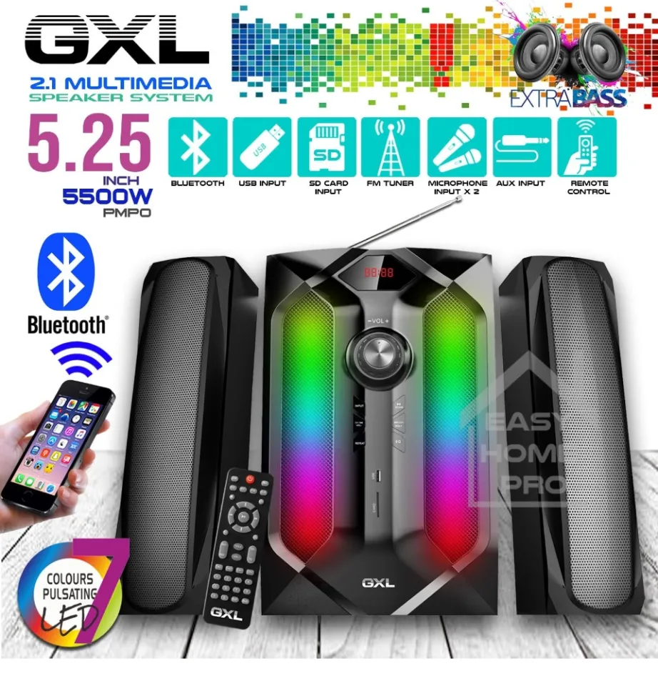 GXL GL-5000TKUSB 2.1 Multimedia Speaker System with USB/SD/FM Tuner/Remote  Control/Karaoke/Bluetooth Receiver Function for Computer/TV/DVD Player/  Mobile Phone | Lazada