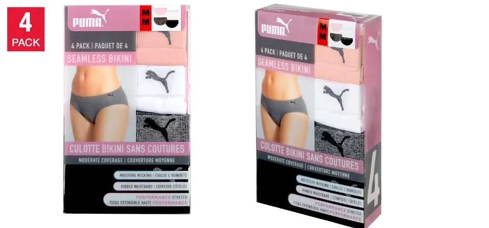Puma, Intimates & Sleepwear, New Puma Ladies Seamless Bikini Underwear  Panties 4 Pack Size Various
