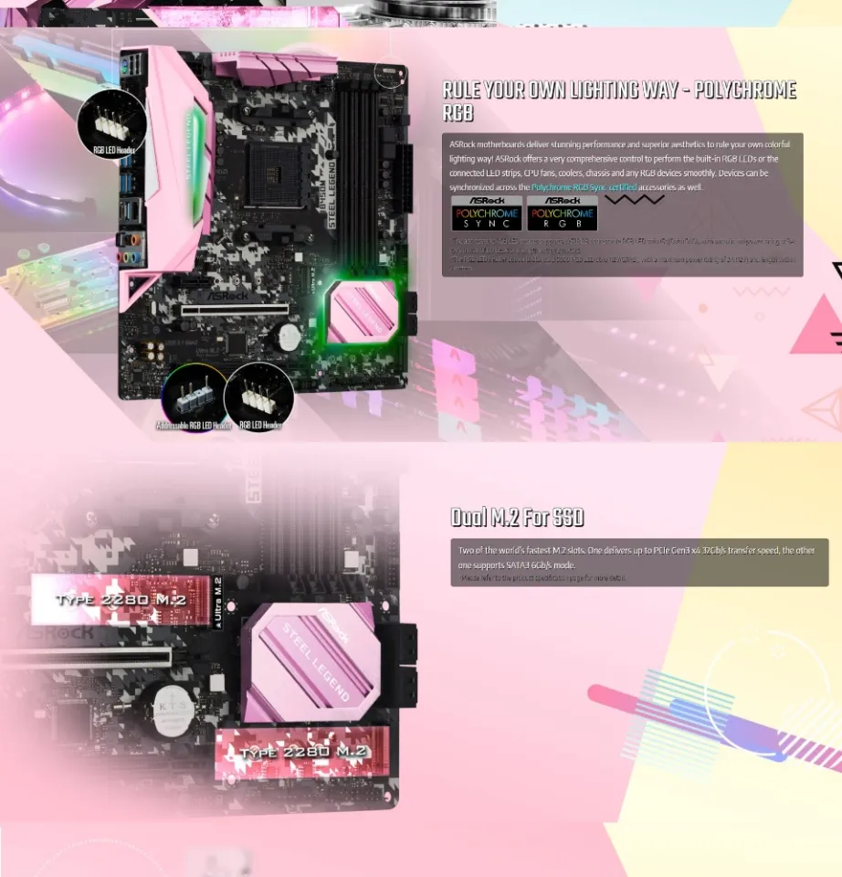 HOT Asrock B450m Steel Legend Pink Edition ASRock B450M