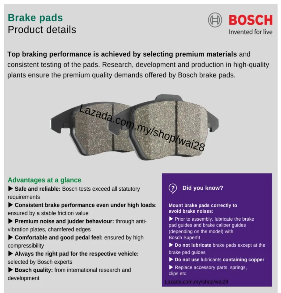 BOSCH Front Disc Brake Pad NISSAN GRAND LIVINA L10 L11 X GEAR