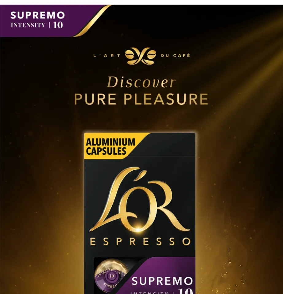 EXP APR,24) L'OR Espresso Supremo Intensity 10 Coffee Capsules- Compatible  with Nespresso®* Original Coffee Machines, 10 capsules