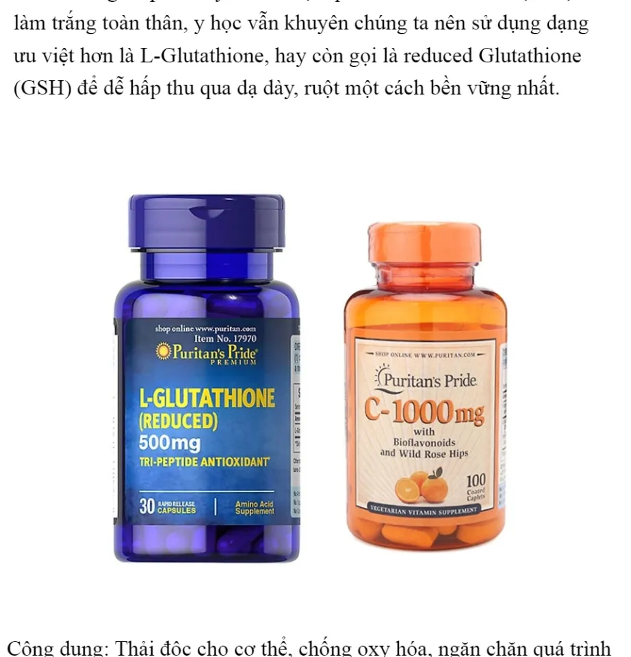 Combo vin ung trng da L-Glutathione 500mg (30 vin) v vitamin C 1000mg (100 vin nhng) | Lazada.vn Combo vin ung trng da L-Glutathione 500mg (30 vin) v vitamin C 1000mg (100 vin nhng) | Lazada.vn