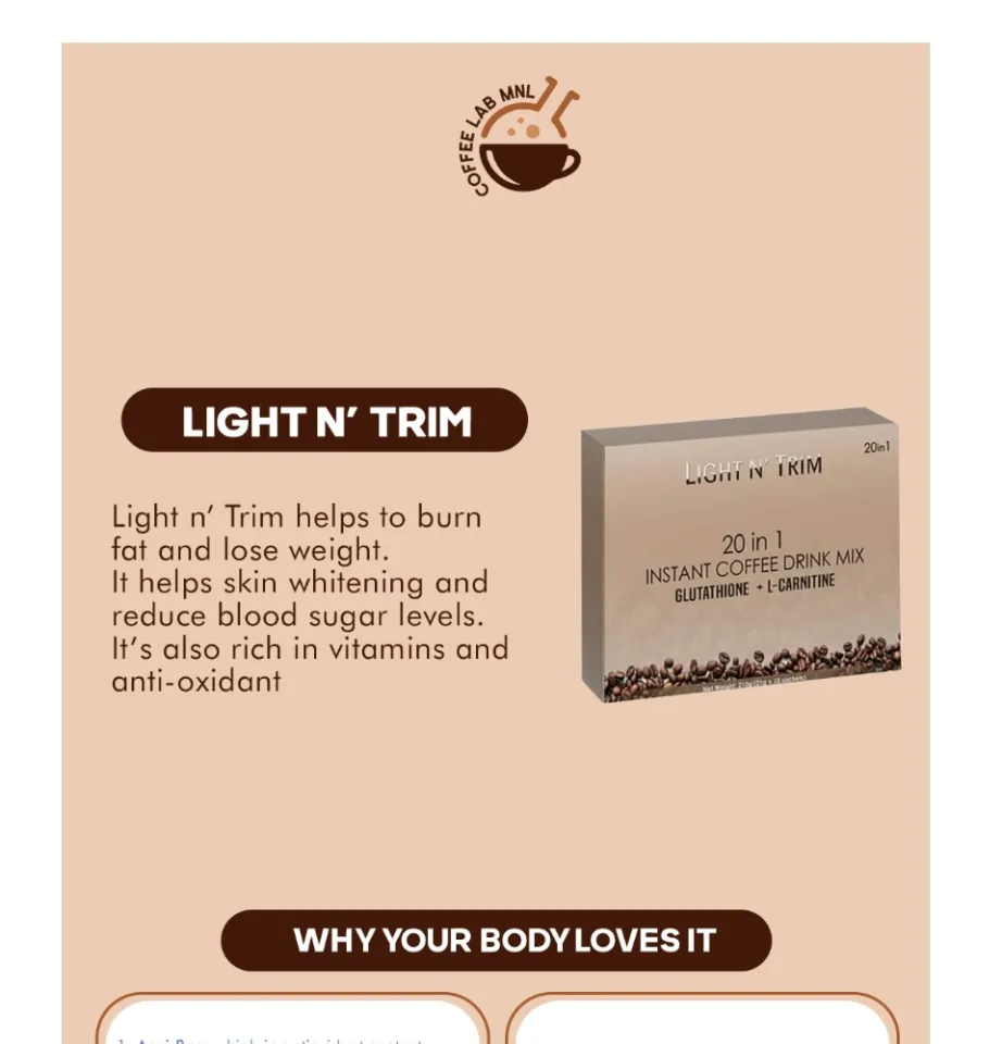 Light N Trim 20 in 1 Instant Coffee Mix For Men and Woman