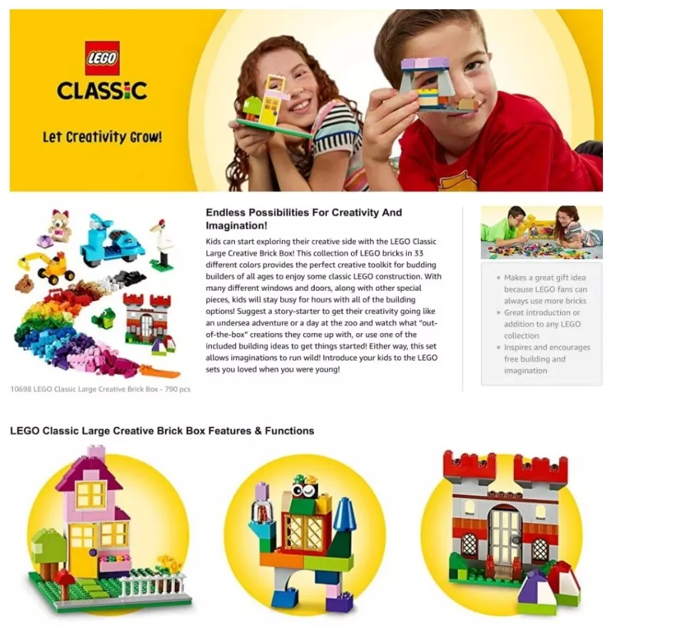 LEGO Classic 10698 Large Creative Brick Box (790 Pieces) Bricks