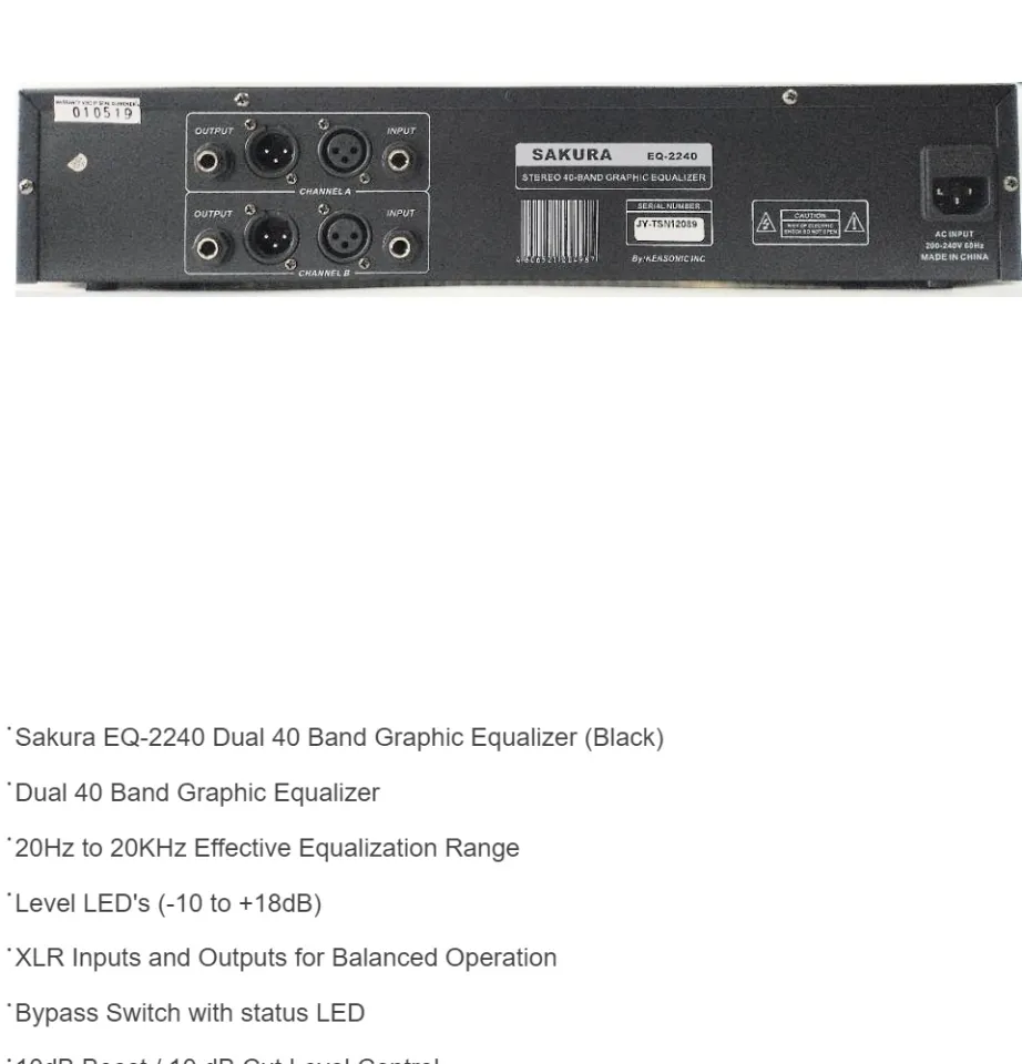 Sakura EQ-2240 Dual 40 Band Graphic Equalizer (Black) 20Hz