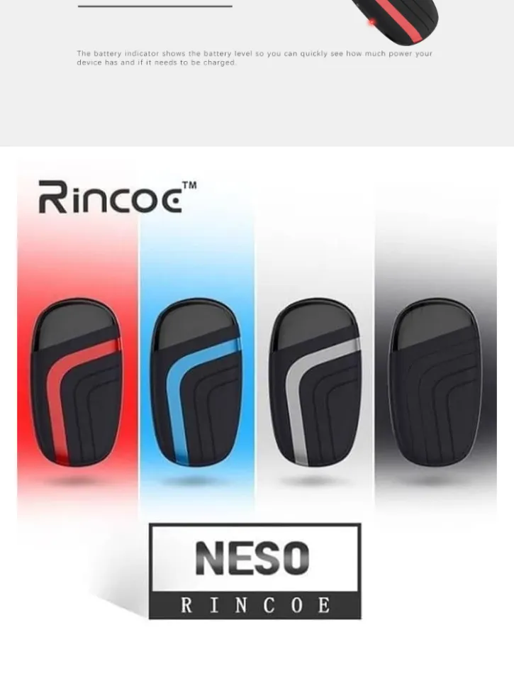 Rincoe Neso Authentic Pod 370mAh Pod System Starter Kit Vape Vapor Vaping  Neso Replacement Cartridge 2Ml Micro Usb Cable Vape Kit - Lazada | Lazada  Indonesia