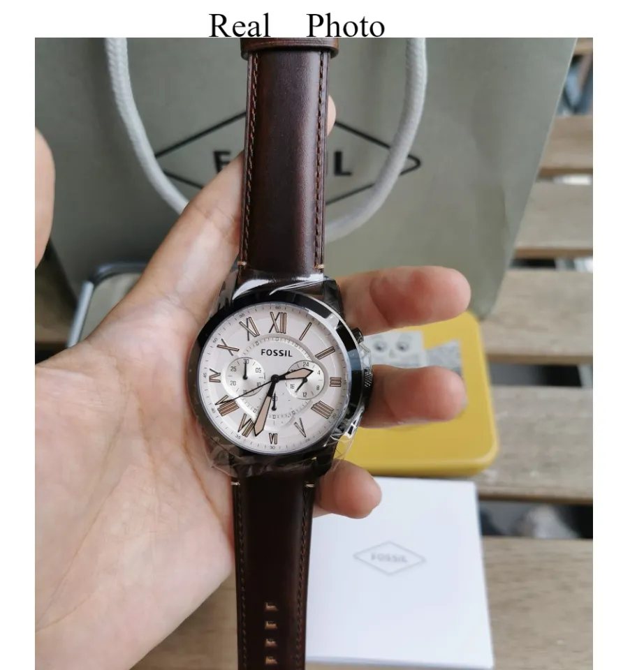 Real Photo Fossil Men s Grant Chronograph Brown Dial Brown Leather Watch FS5214 Jam Tangan Lelaki Lazada