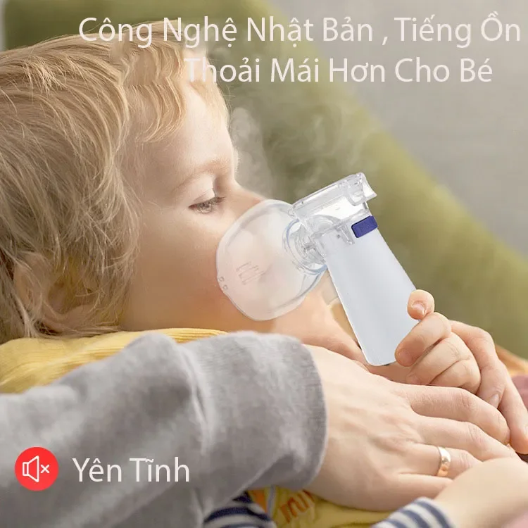 Máy Xông Mũi Họng Nebulizer Cho Trẻ Em Và Người Lớn Công Nghệ Nhật Bản Cầm Tay (BH 12 Tháng):5333