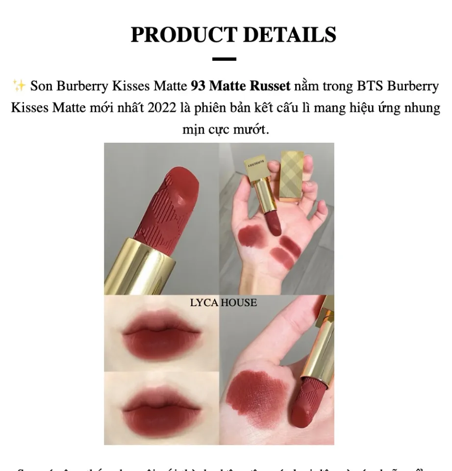 LYCA SON BURBERRY KISSES MATTE MAU 93 RUSSET Lazada.vn