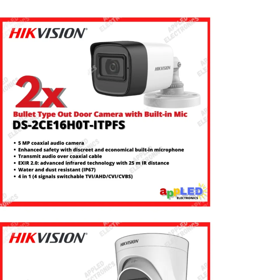HIKVISION CCTV PACKAGE WITH AUDIO PICKUP/RECORDING 5MP CAMERAS