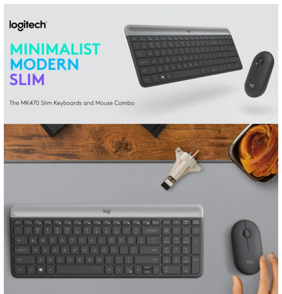 Logitech MK470 Slim Wireless Keyboard and Mouse Combo Modern