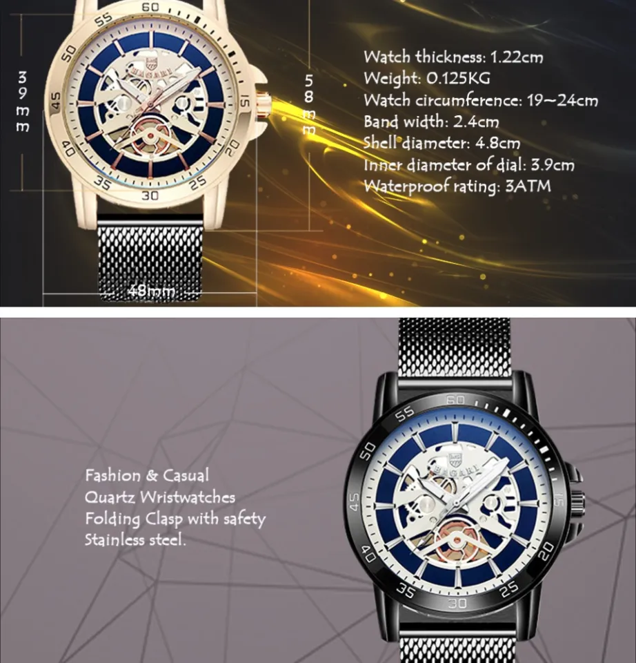 SJXIN Cool Stylish Watch BAGARI/2018 New Watch Men's Hollow Steel Strip  Quartz Watch Fashion Watches (Color : 2) : Amazon.co.uk: Fashion