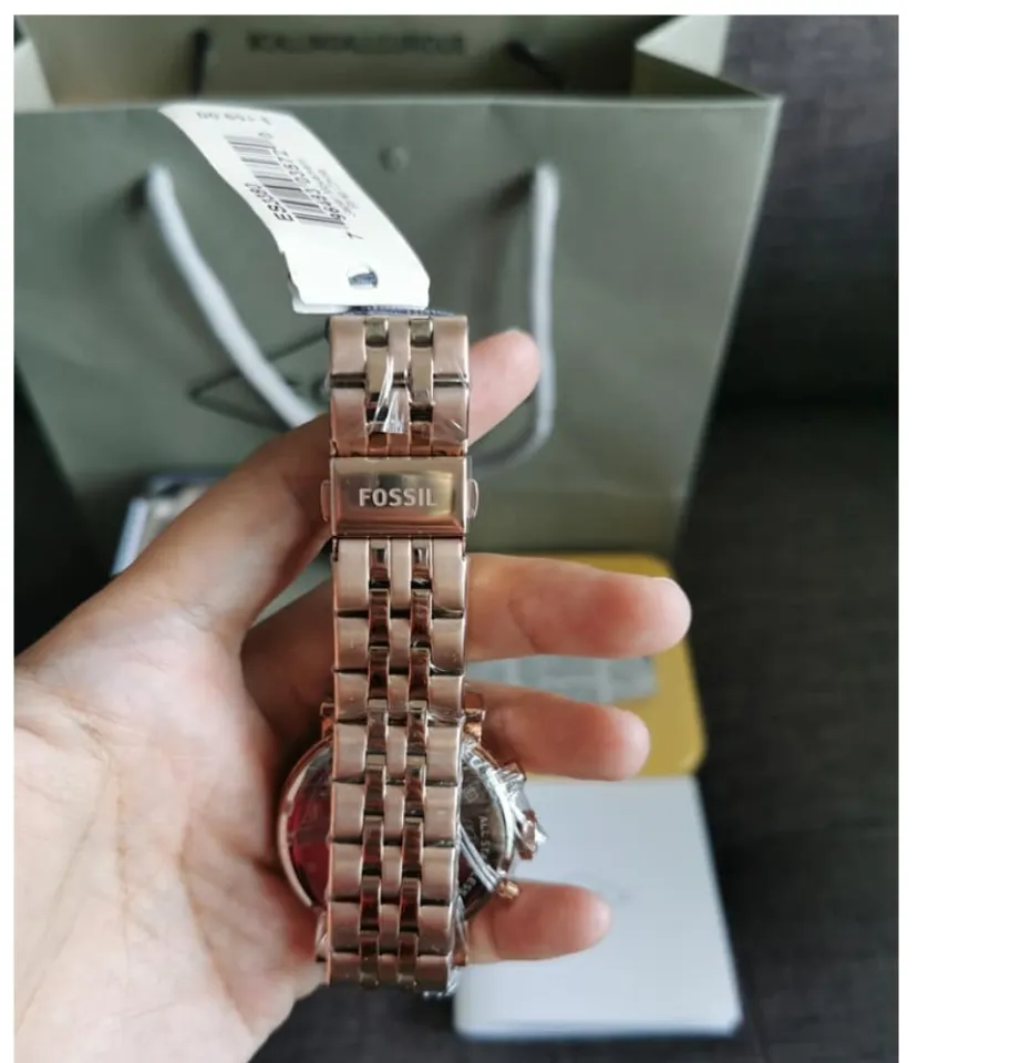 Real Photo Original Fossil Women s Boyfriend Chronograph Watch ES3380 Rose Gold Jam Tangan Wanita Lazada