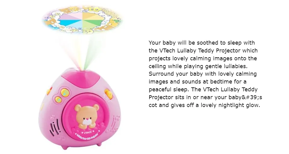 VTech Baby Lullaby Bear Crib Projector Music Nature Sounds New/ Needs  Batteries