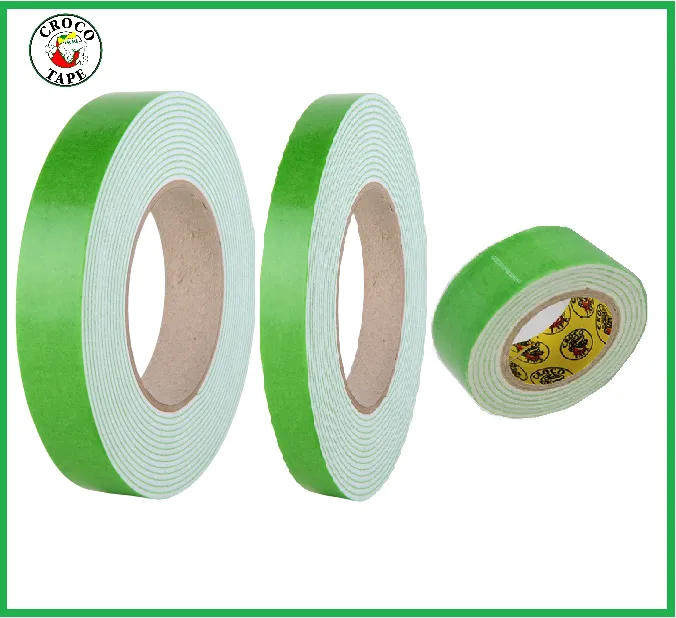 Crocodile Double Sided Tape With Foam Green 1 x 5M. Big Core – [OFFICEMONO]