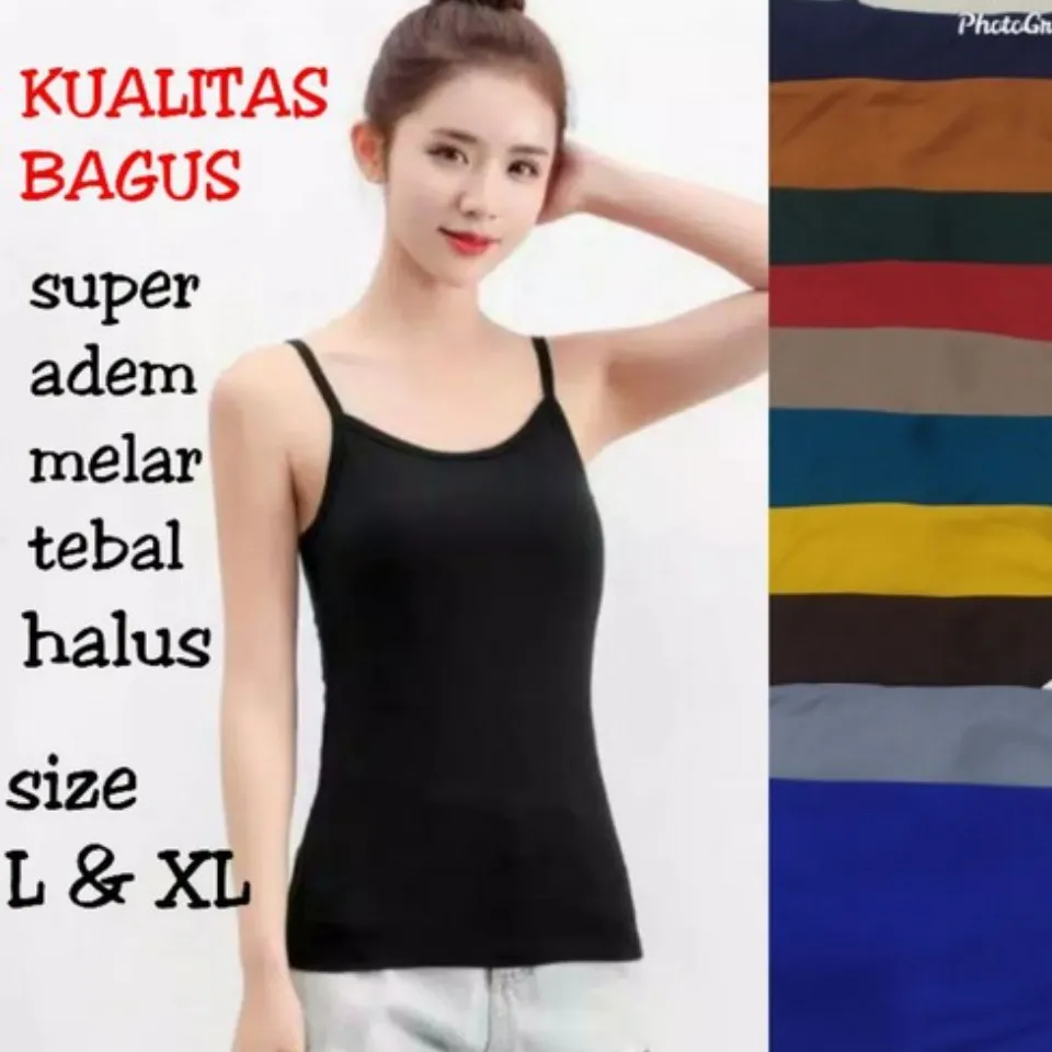 Tank Top Xl Tali Kecil Putih - Melar Dalaman Inner Tanktop