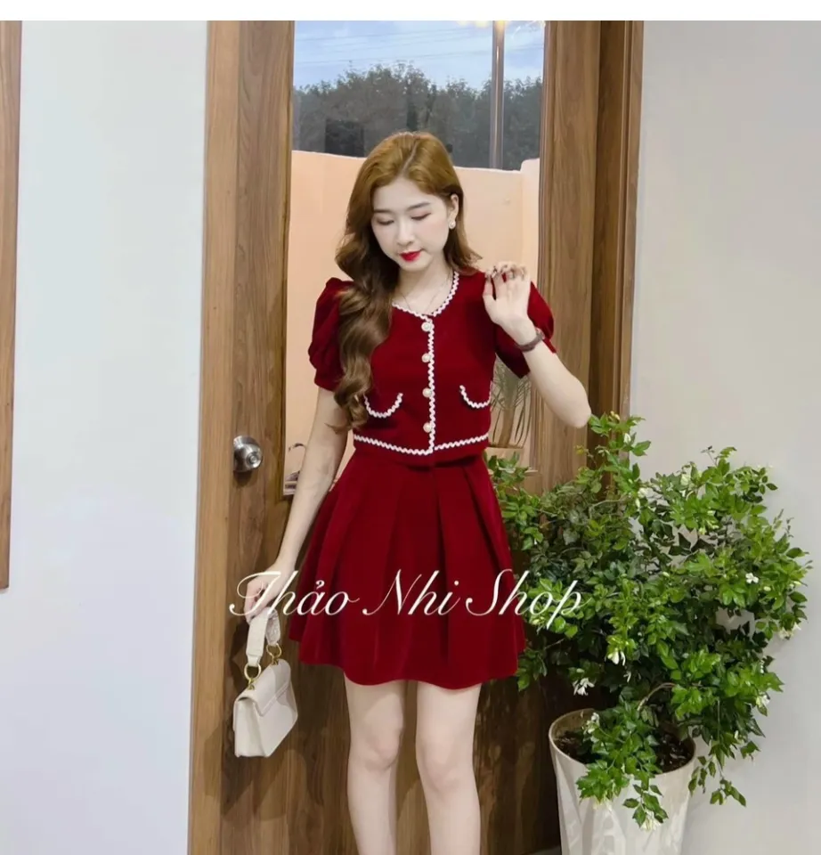 Set bộ đồ nữ áo croptop kết nơ mix chân váy xếp ly với 5 tone màu xinh xắn  dành cho các nàng Vip 180 | Shopee Việt Nam