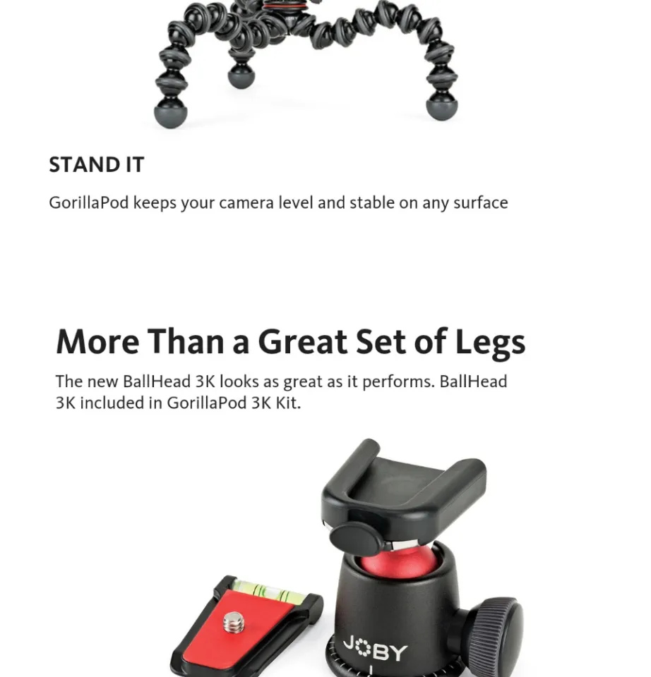 JOBY GorillaPod 3K Kit Tripod Stand and Ballhead for DSLR Cameras