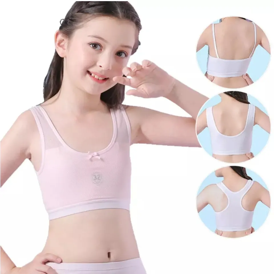 3Pcs Cotton Girls Bra Teens Training Bra Summer Teenage Underwear