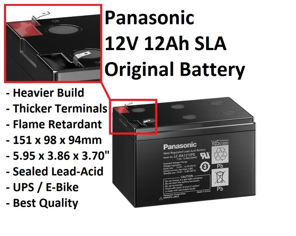 Panasonic E-Bike Battery 12V 12Ah 20hr 12 Volts 12 Ampere LC